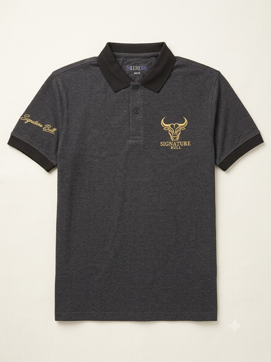 SLERIXX Men's Dominant Luxe Polo T-shirt - THE SIGNATURE BULL EDITION