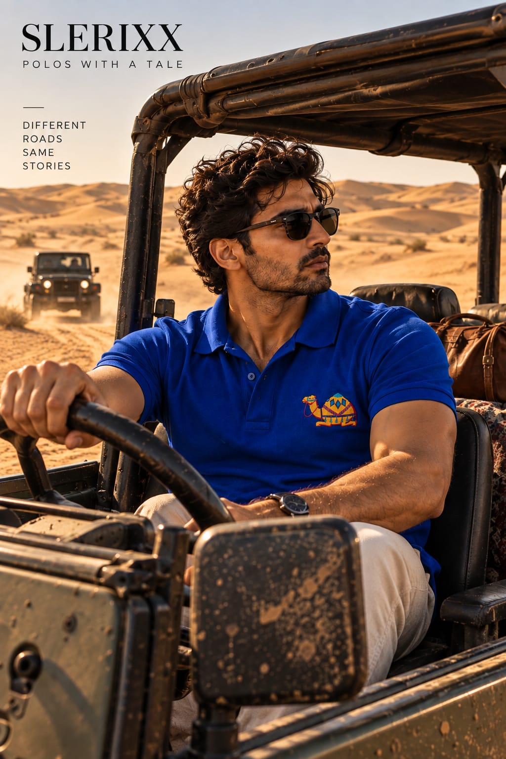 SLERIXX Men's Royal Blue Embroidered Polo T-Shirt — The Voyage Edition