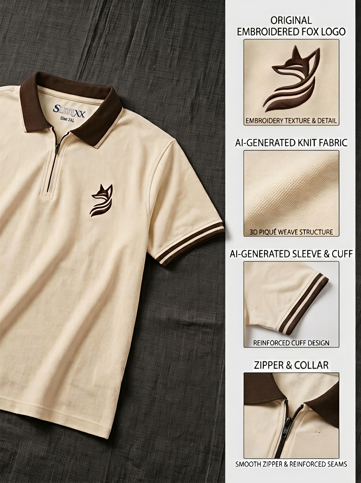 SLERIXX Men's FOXTALE Luxe polo T-shirt - THE STRATEGIST EDITION