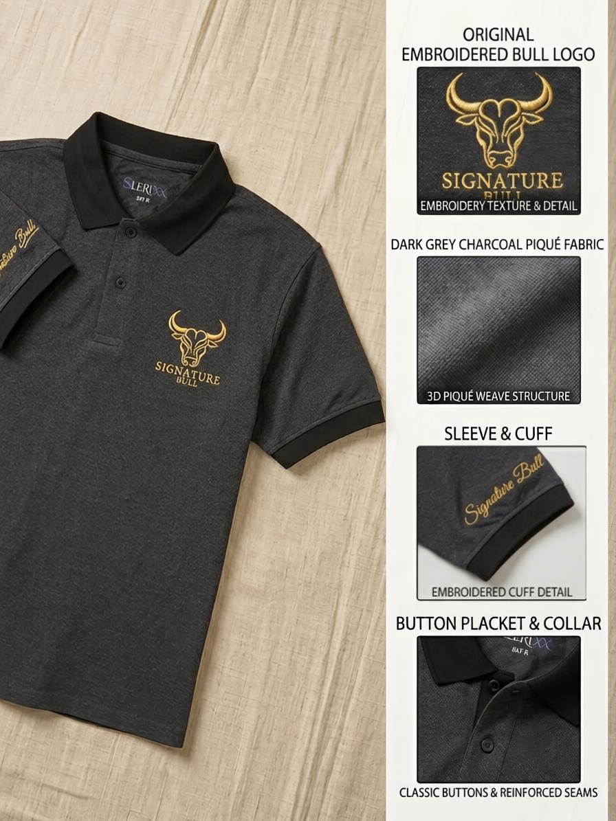 SLERIXX Men's Dominant Luxe Polo T-shirt - THE SIGNATURE BULL EDITION