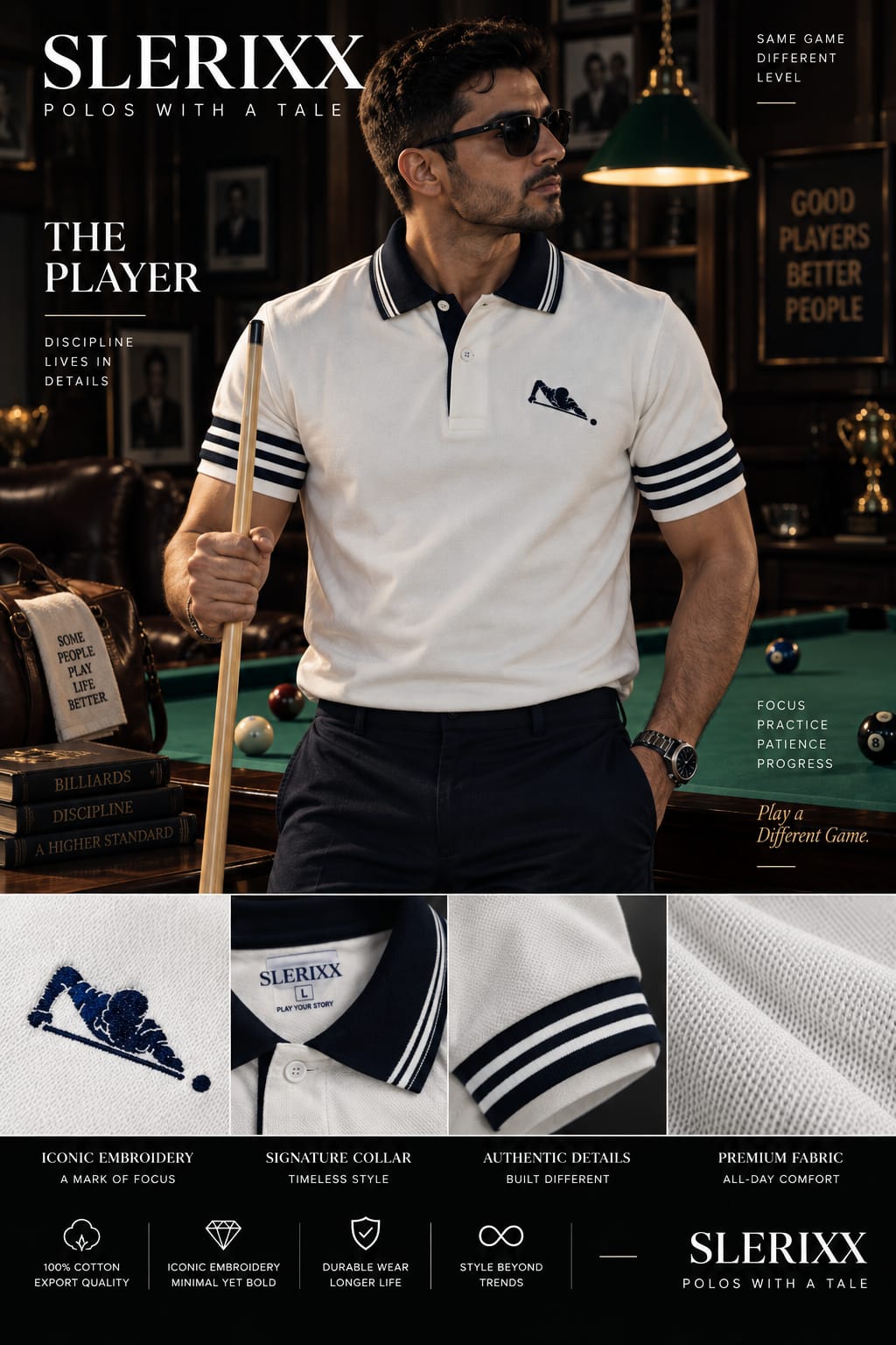 SLERIXX Men's The Final Shot Luxe Polo T-Shirt - THE MAVERICK EDITION