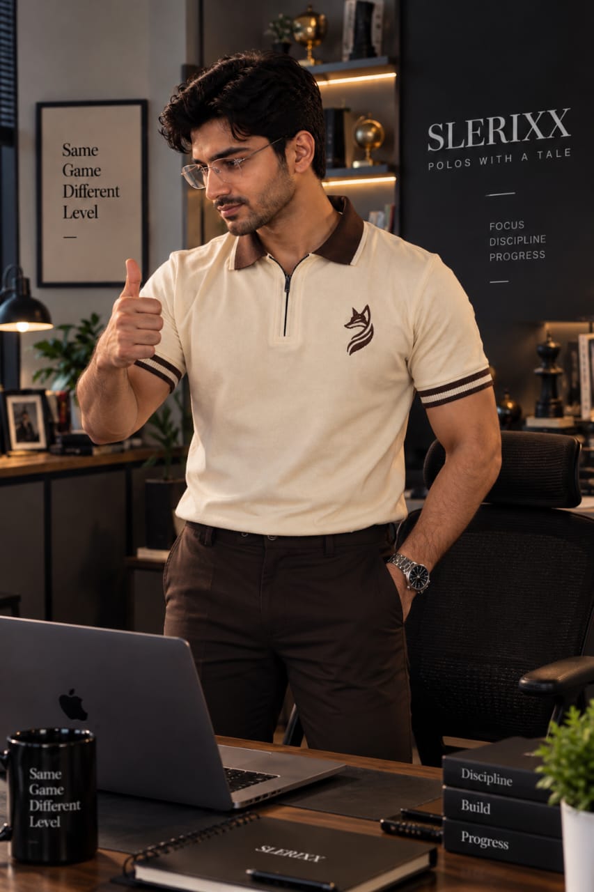 SLERIXX Men's FOXTALE Luxe polo T-shirt - THE STRATEGIST EDITION