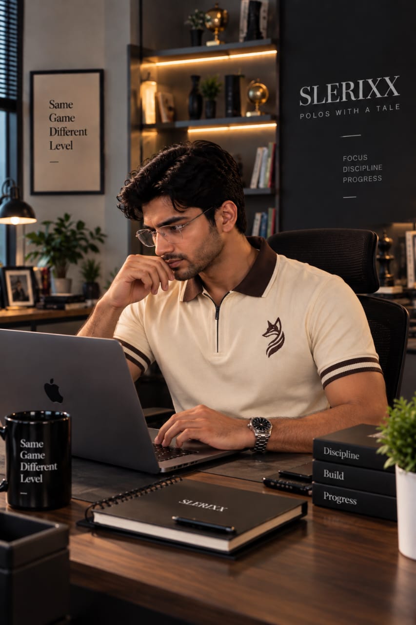 SLERIXX Men's FOXTALE Luxe polo T-shirt - THE STRATEGIST EDITION