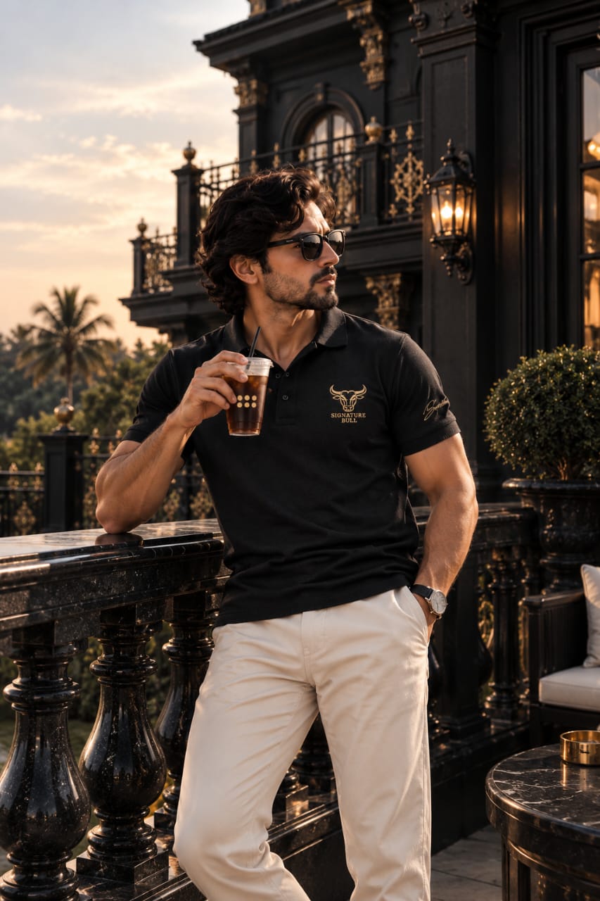 SLERIXX Men's Dominant Luxe Polo T-shirt - THE SIGNATURE BULL EDITION